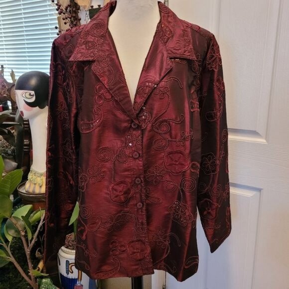 New Susan Graver jacket top pants Velvet XL party formal QVC - Picture 6 of 7
